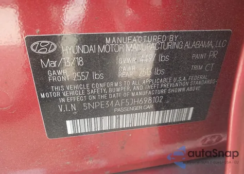 2018 Hyundai Sonata Sport from USA, damaged, VIN 5NPE34AF5JH698102